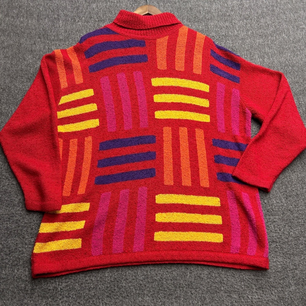 Vintage Segue Sweater 80s‎ Colorblock Retro Colorful XL 18-20 Geometric
